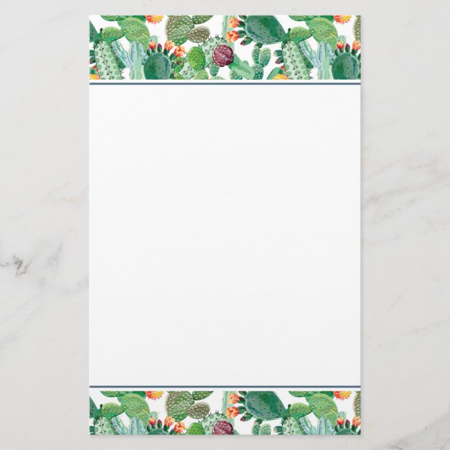 Vattenfärgkaktusmönster Brevpapper (Framsida)