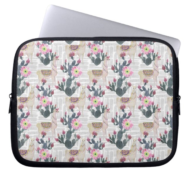 Vattenfärgkaktusmönster Laptop Fodral (Framsidan)