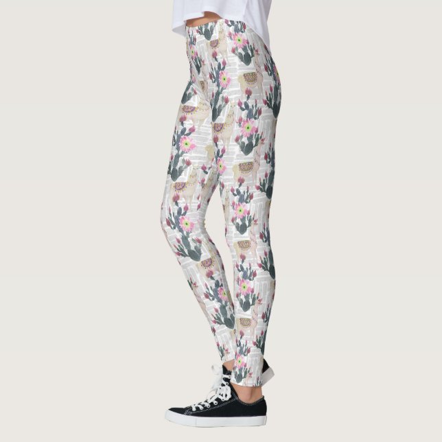 Vattenfärgkaktusmönster Leggings (Vänster)