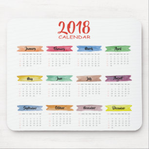 Vattenfärgkalender 2018 Mousepad Musmatta