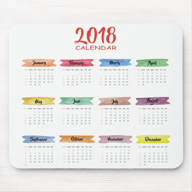 Vattenfärgkalender 2018 | Mousepad Musmatta (Framsidan)