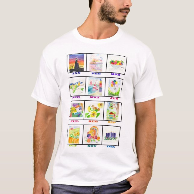 Vattenfärgkalender Tee Shirt (Framsida)