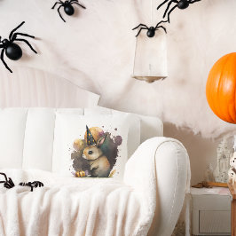 Vattenfärgkanin och Fox Halloween Kudde