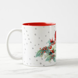 Vattenfärgkardinal på grensilverbrytningar Två-Tonad mugg