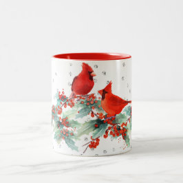 Vattenfärgkardinal på grensilverbrytningar Två-Tonad mugg
