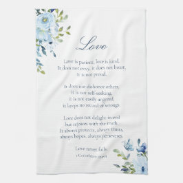 Vattenfärgkärlek är tålmodigt blåttvitkök kökshandduk