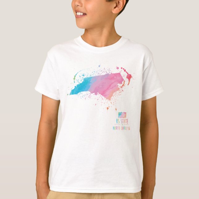 Vattenfärgkarta | North Carolina T Shirt (Framsida)