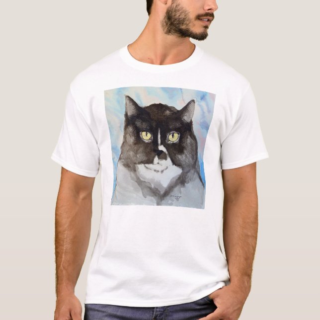 Vattenfärgkatt Tee Shirt (Framsida)