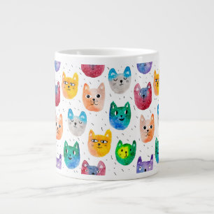 Vattenfärgkatter och vänner jumbo mugg