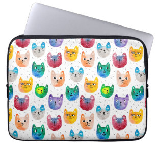 Vattenfärgkatter och vänner laptop fodral