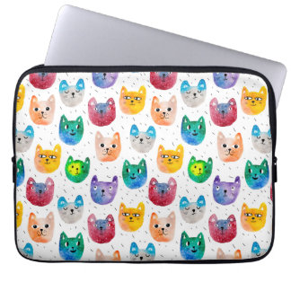 Vattenfärgkatter och vänner laptop fodral