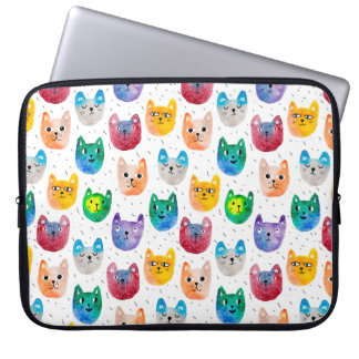Vattenfärgkatter och vänner laptop fodral