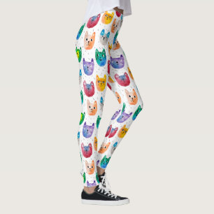 Vattenfärgkatter och vänner leggings