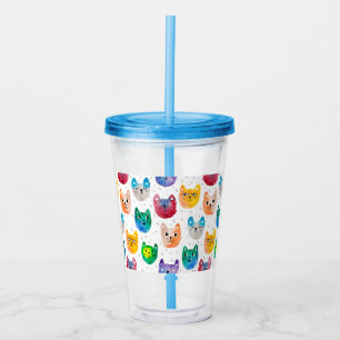 Vattenfärgkatter och vänner take away mugg