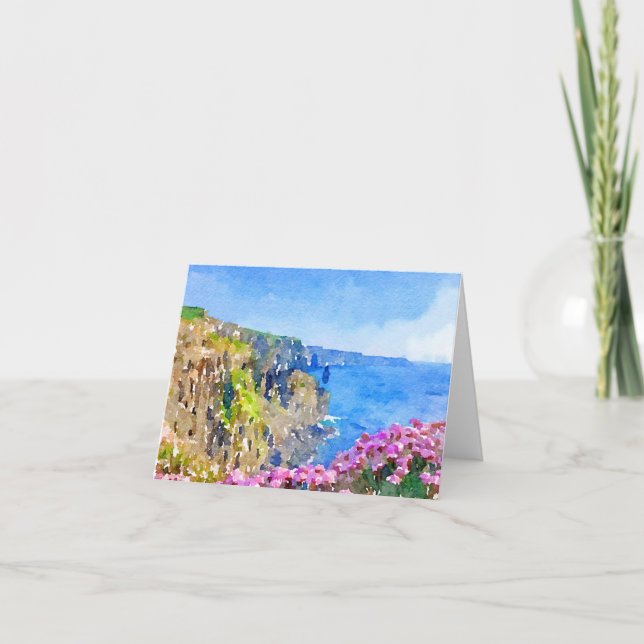 Vattenfärgklipp av Moher, Irland - tack för ditt k Kort (Framsida)