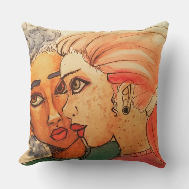 Vattenfärgkonst vid Kesa F magivänner Kudde (Framsida)