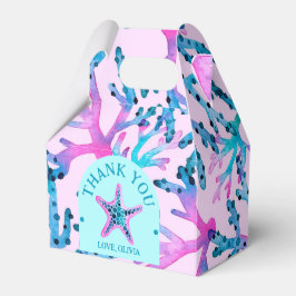 Vattenfärgkorall och Starfisk i Rosa och turkos Presentaskar