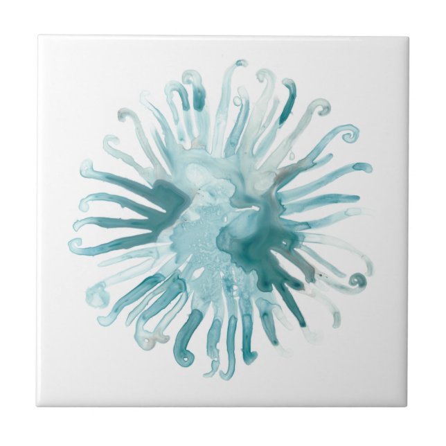 Vattenfärgkoraller - blå 2 kakelplatta (Framsidan)