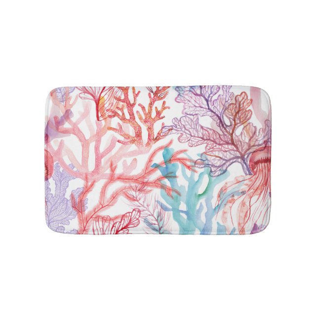 Vattenfärgkoraller: Undervattensvärlden mönster. Badrumsmatta (Framsidan)
