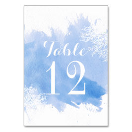 Vattenfärgkorallrev blått bröllop-bordsnummer bordsnummer