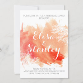 Vattenfärgkorallrev bröllop-rehearsal middag inbjudningar