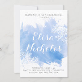 Vattenfärgkorallreven Blue bröllop möhippa Inbjudningar