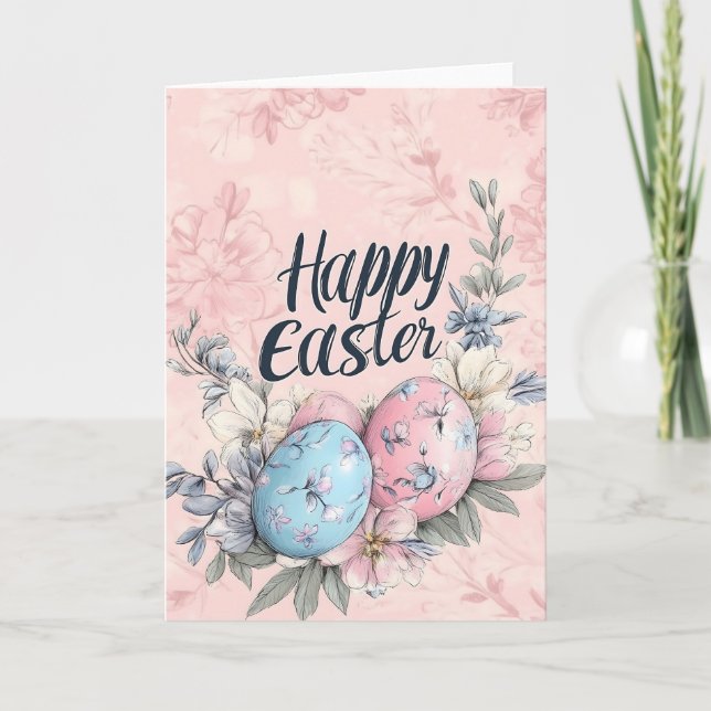 Vattenfärgkort för glad påsk Eggs Helgkort (Framsida)