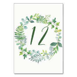 Vattenfärgkort Greenery Wandey Bordsnummer Cards