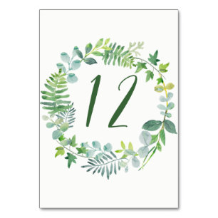 Vattenfärgkort Greenery Wandey Bordsnummer Cards