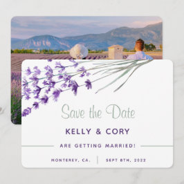 Vattenfärgkort Lavender Bröllop spara datum Datumet