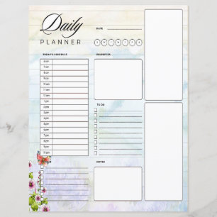 Vattenfärgkulisser och vilda blommor daglig planer