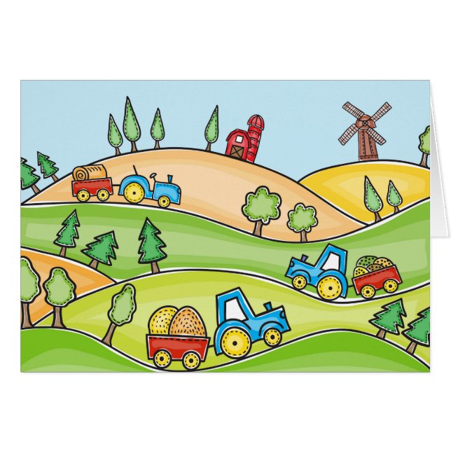 Vattenfärglantgårdland Hälsningskort (Framsidan Horizontal)