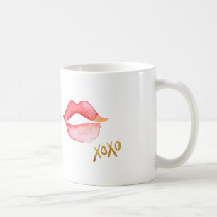 Vattenfärgläppar & guld omkullkastar XOXO Kaffemugg