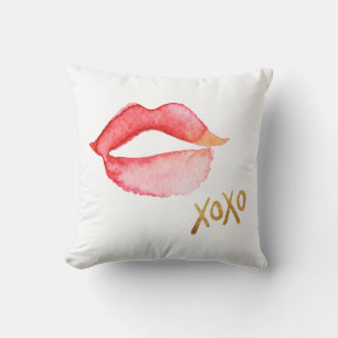 Vattenfärgläppar & guld omkullkastar XOXO Kudde