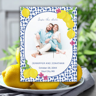 VATTENFÄRGLEMONER SPARA DATUM POSTCARD VYKORT