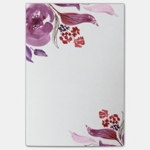 Vattenfärglilor + Rosa blommigt som Posta-Det Post-it Block