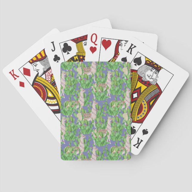 VattenfärgLlama & Catus mönster Casinokort (Baksidan)