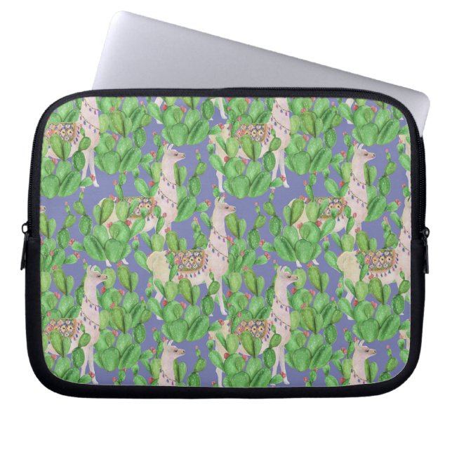 VattenfärgLlama & Catus mönster Laptop Fodral (Framsidan)