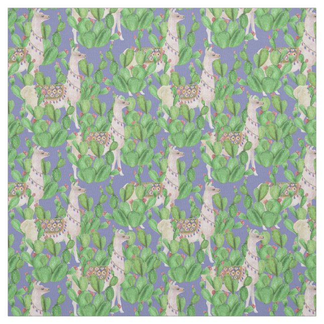 VattenfärgLlama & Catus mönster Tyg (Provkarta)