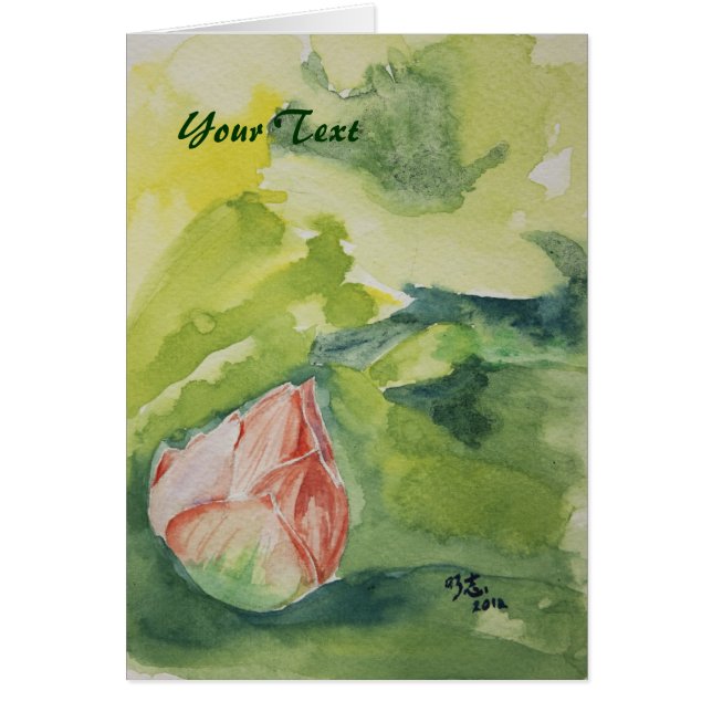 Vattenfärglotusblommakort Hälsningskort (Framsidan)