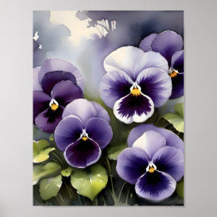 Vattenfärgmålarfärg på söt lila poster