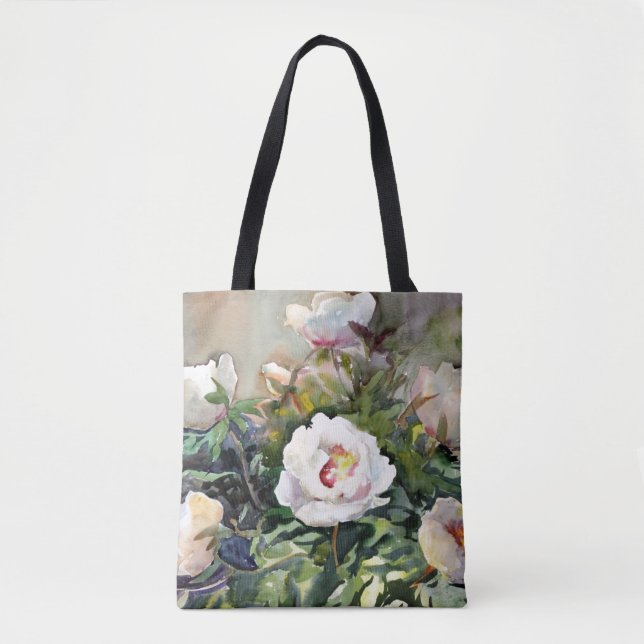 Vattenfärgmålning av de härliga blommorna tygkasse (Framsida)