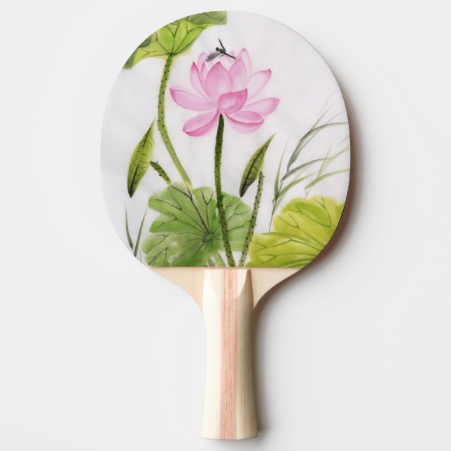 Vattenfärgmålning av lotusblommablomma 2 pingisracket (Framsidan)