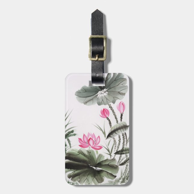 Vattenfärgmålning av lotusblommablomman bagagebricka (Vertikal Framsida)