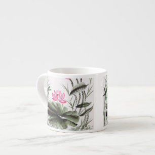 Vattenfärgmålning av lotusblommablomman espressomugg