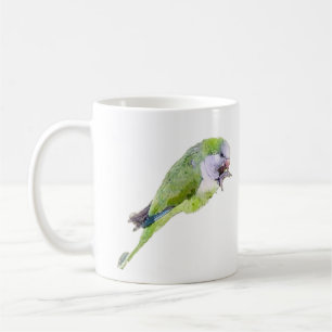 Vattenfärgmålning för grönt parrot kaffemugg