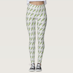 Vattenfärgmålning för grönt parrot leggings