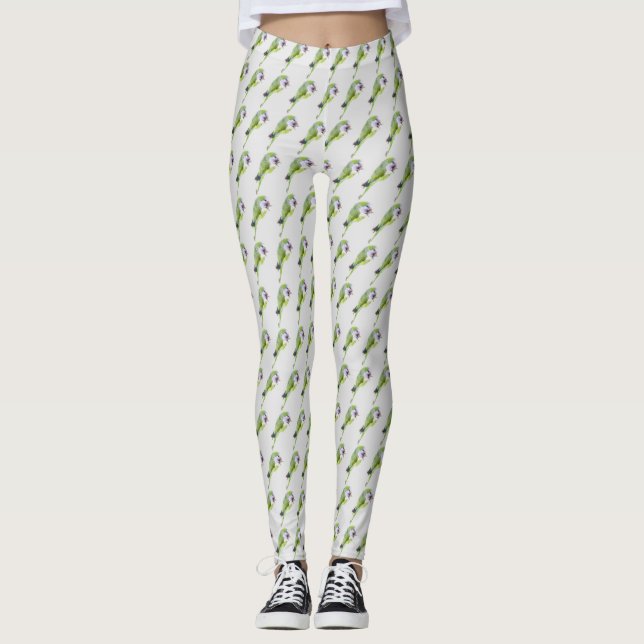 Vattenfärgmålning för grönt parrot leggings (Framsida)