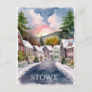 Vattenfärgmålning i Stowe Vermont Vykort