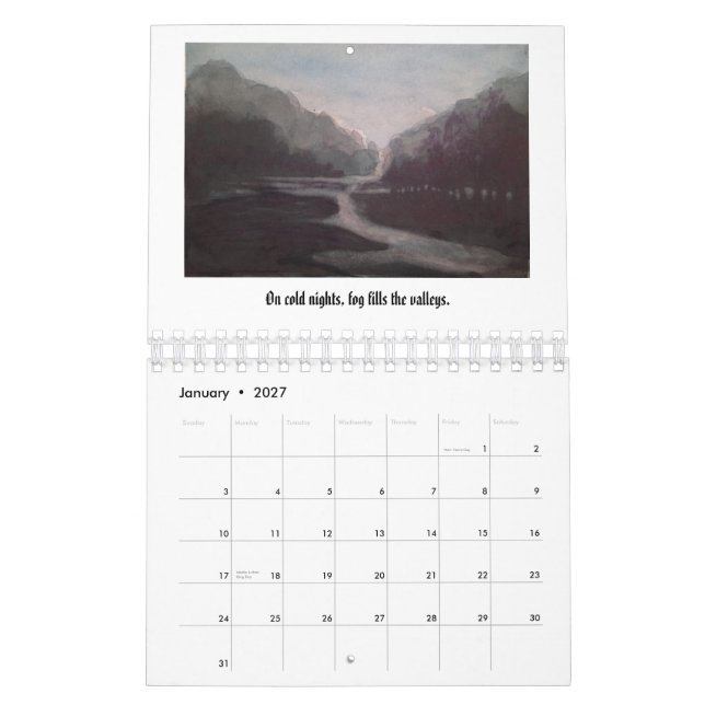 Vattenfärgmålningar av tysken landskap kalender (Jan 2027)